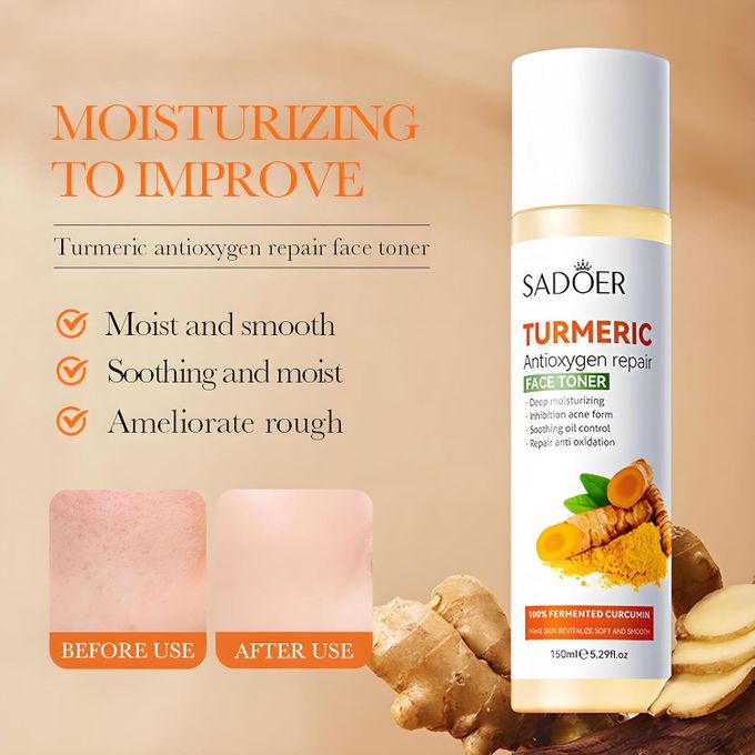 SADOER Turmeric Toner for Dark Spots Turmeric Dark Spot Corrector Toner, Facial Toner for Acne Prone Skin, Dark Spot Remover for Face Hydrating Face Toner, Moisturizing Toner Face for Dry Oily Skin