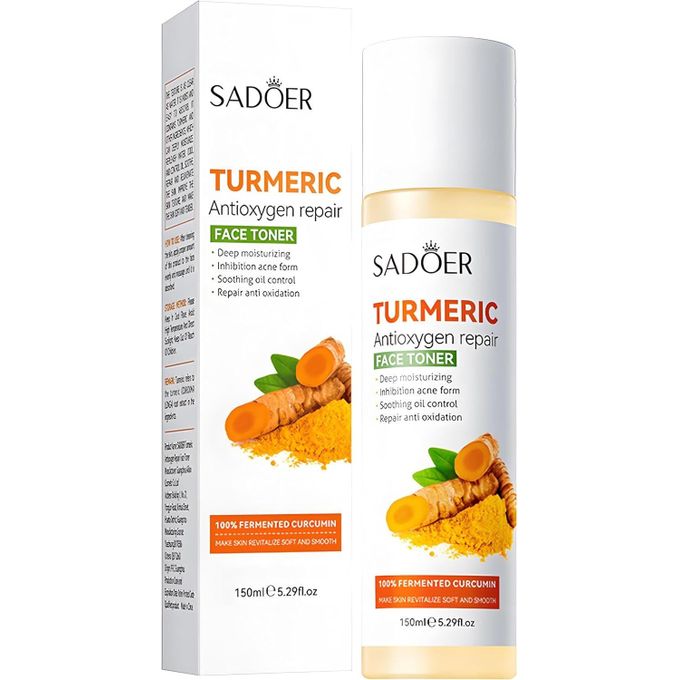 SADOER Tumeric moisturizing and skin glowing Skin Care Set: Turmeric Face Cream + Serum+ Toner + 3 Face Masks + Face Cleanser For Treating Dark Spots, Anti-wrinkles & Improving Skin Texture