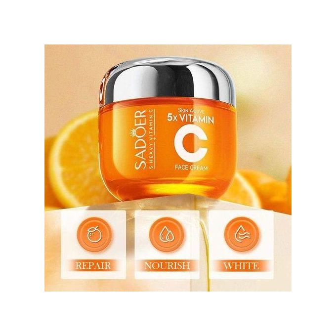 5 X Active Vitamin C Face Cream + Niacinamide anti Wrinkle Skin Care Firming Moisturizing  Whiten Brightening Whitening Black Spots and Brightens Skin Tone, Anti Oxidant and Nourishing Vitamin C Cream