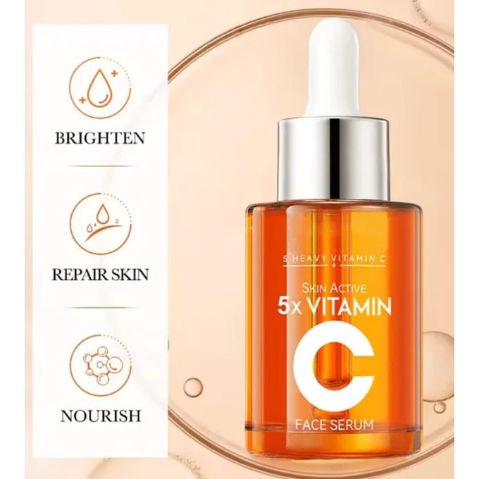 SADOER 2 in 1 Skin Active 5 x Vitamin C Serum + Complementary 5x Vitamin C Cream, For Deep Hydration, Whitening Dark Spots, Moisturizing, Skin Tone Brightening  Nourishmen+ Niacinamide anti Wrinkle