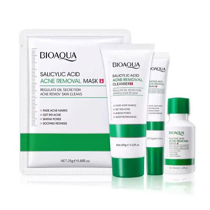 BIOAQUA 8 in 1 Skin care Set Pieces Acne Treatment Salicylic Acid Kit, 5 Pieces Face Mask + Face Cleanser +Salicylic Essence + Salicylic 20g Cream