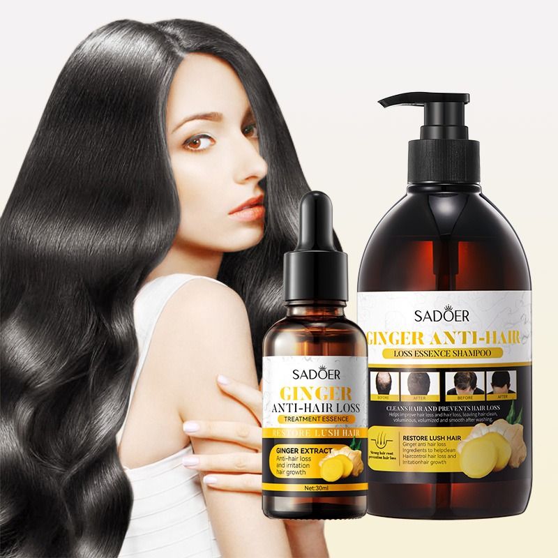 2 in 1 Hair Shampoo+Anti Hair Loss Essense SERUM Treatment Shampoo Essence, Hair Growth Ginger Extract Beard Growth,Hair Growth, Anti Dandruffs Hair Moisturizing Hair Care Shampoo, Derma Roller Compli