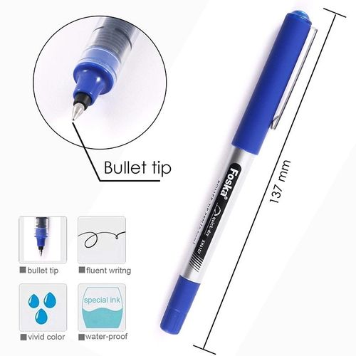 0.5mm Blue Liquid Ink Roller-tip Pen - 12Pcs