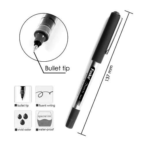 FOSKA 0.5mm Black Liquid Ink Roller-tip Pen (12 pcs)