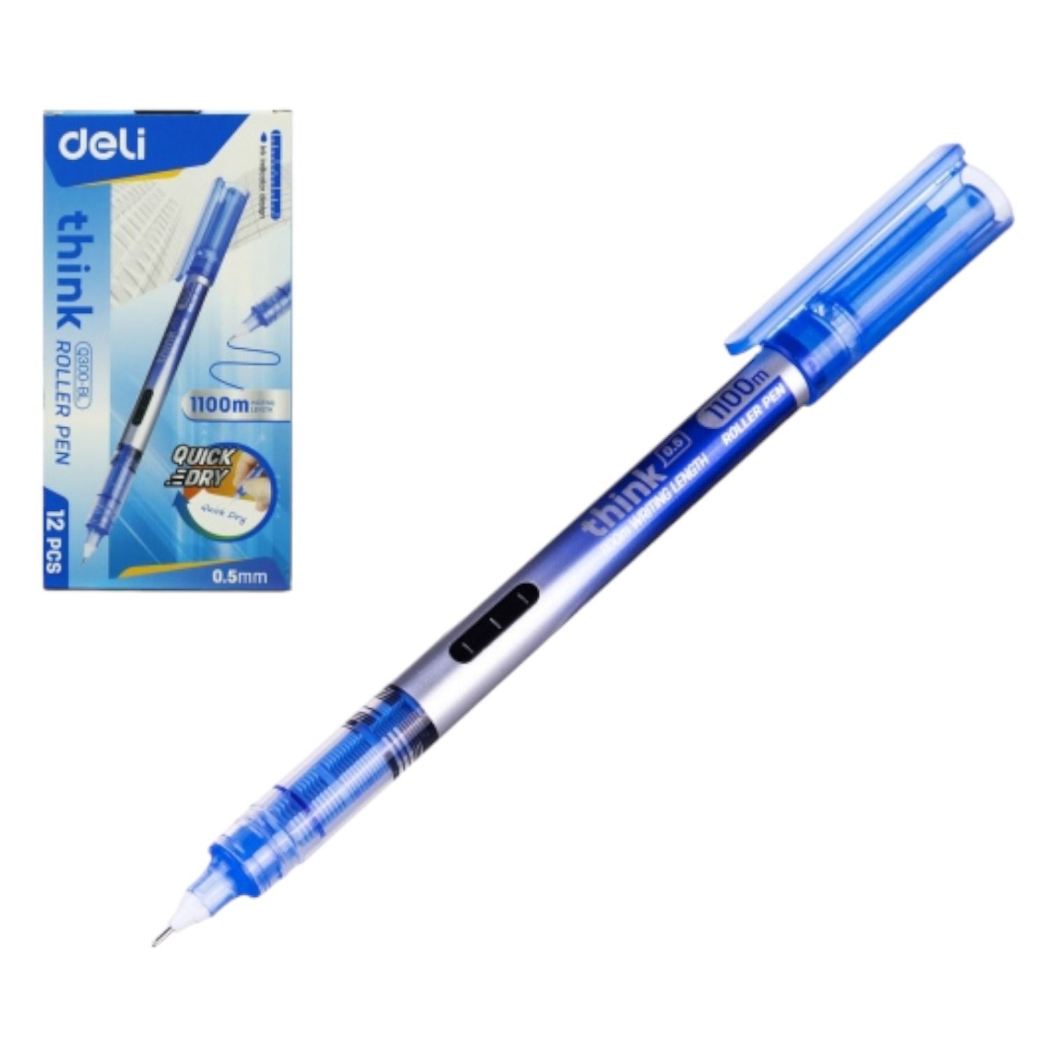 ROLLER PEN - Q300 BLUE ( DELI THINK - 0.5MM BLUE PEN)