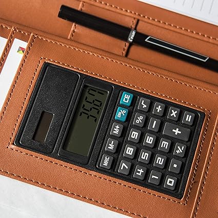 PU Leather Business Portfolio with Zipper – Padfolio All-in-One. Smartest Protective 10.1 Inch Tablet Sleeve, Presentation Slot, Solar Calculator, Card Storage, Writing Pad