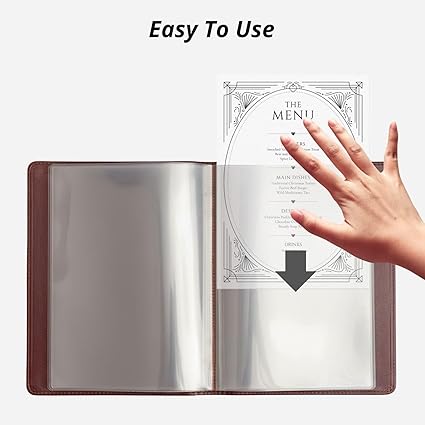 A4 Menu Folder, suitable for displaying menus, wine lists, sheet music, presentations, or important documents. Perfect for restaurants, cafes, bars, offices, and events.