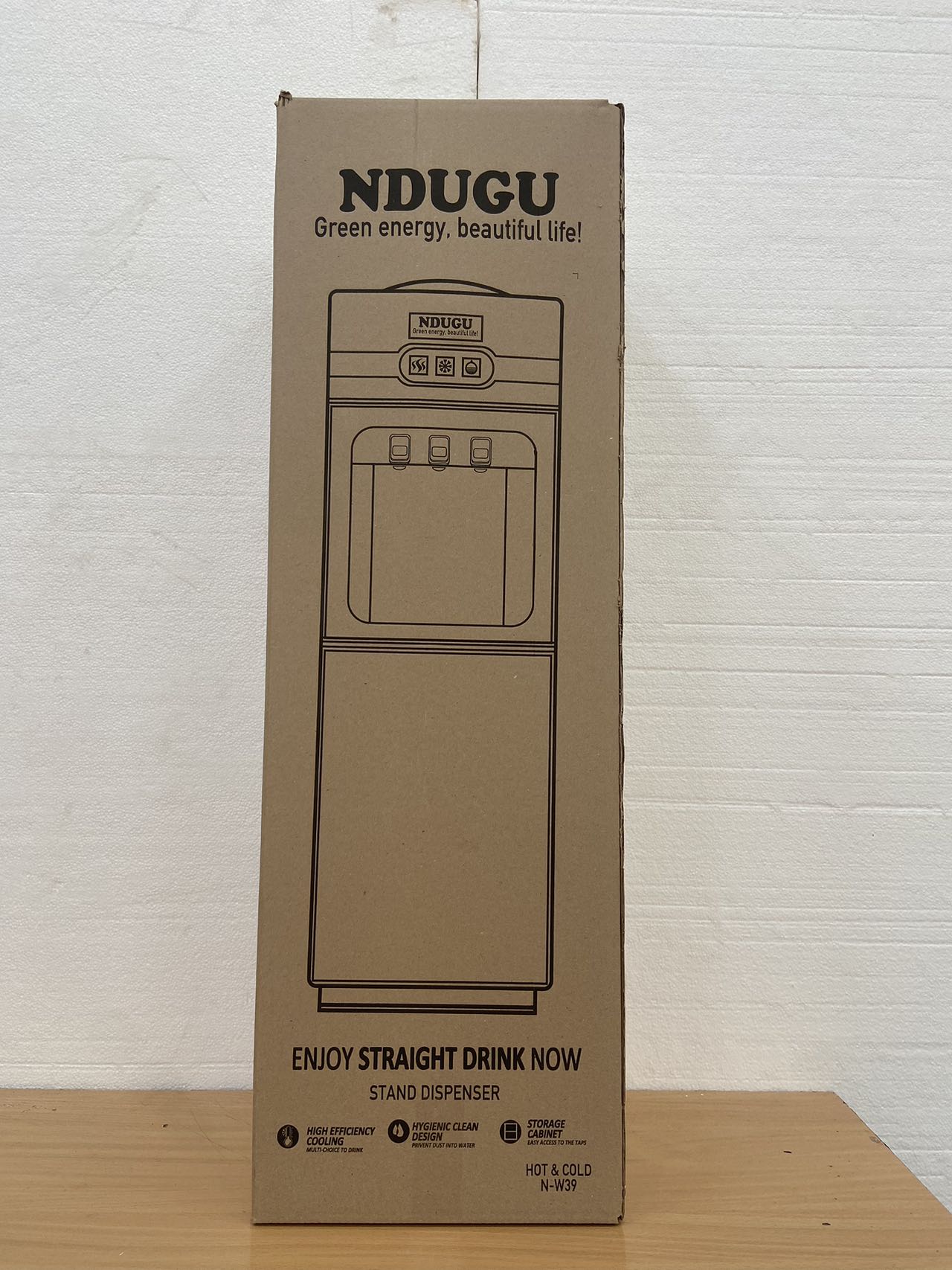 NDUGU W39 3 Taps - Hot & Cold & Normal standing Water Dispenser with Storage Cabine ousehold Appliance 3 Faucets Kitchen Appliance big size