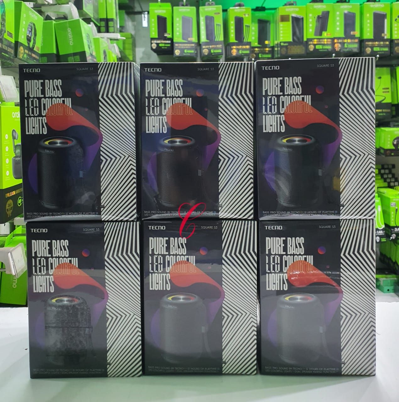 Tecno Square S3 12hrs music playtime pure bass LED colourful lights speaker Wireless Bluetooth Speaker Large Volume Cool Dynamic Atmosphere Light 5.0 Portable Small Home Outdoor