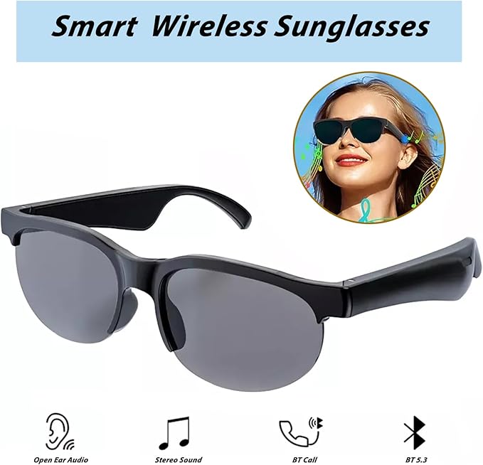 Garegear XG88 Pro Smart Sunglasses Wireless Smart Audio Sunglasses Bluetooth 5.0 Headset Earphones Smart Glasses Hands-free calls UV protection Polarized Fashion Outdoor Sports Glasses Unisex XG88Pro