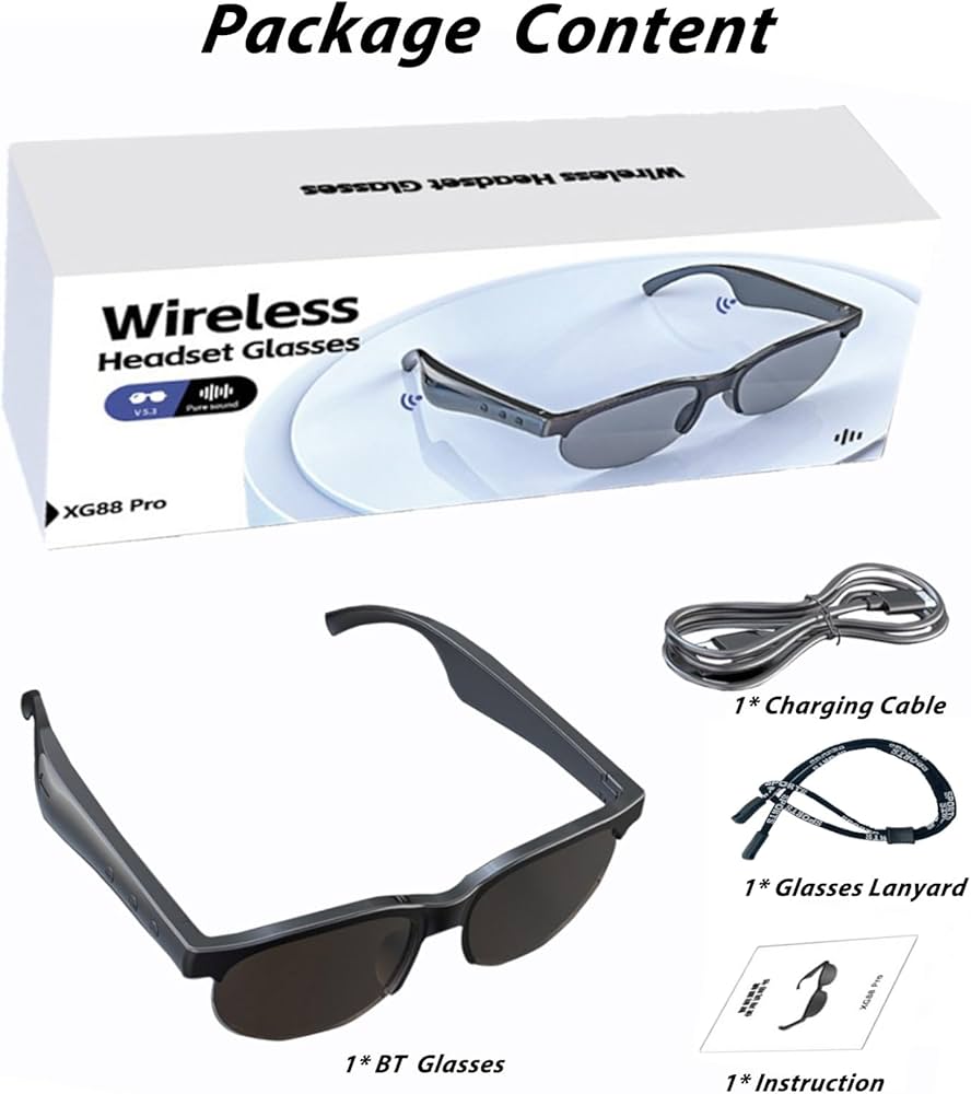 Garegear XG88 Pro Smart Sunglasses Wireless Smart Audio Sunglasses Bluetooth 5.0 Headset Earphones Smart Glasses Hands-free calls UV protection Polarized Fashion Outdoor Sports Glasses Unisex XG88Pro