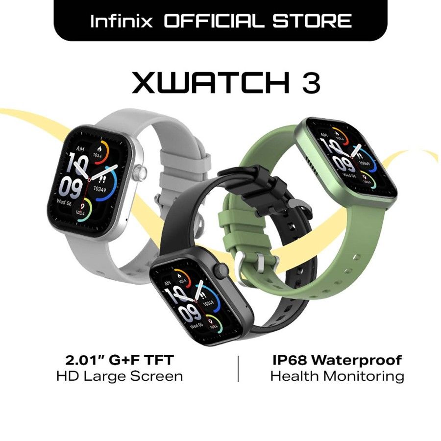 Infinix Xwatch 3 Smartwatch Clear Bluetooth Calling 7-10 days work time(BT Call Off) Waterproof IP68 My Health App Digital Crown Wireless Charge(TBD 4 1.43 AMOLED Display