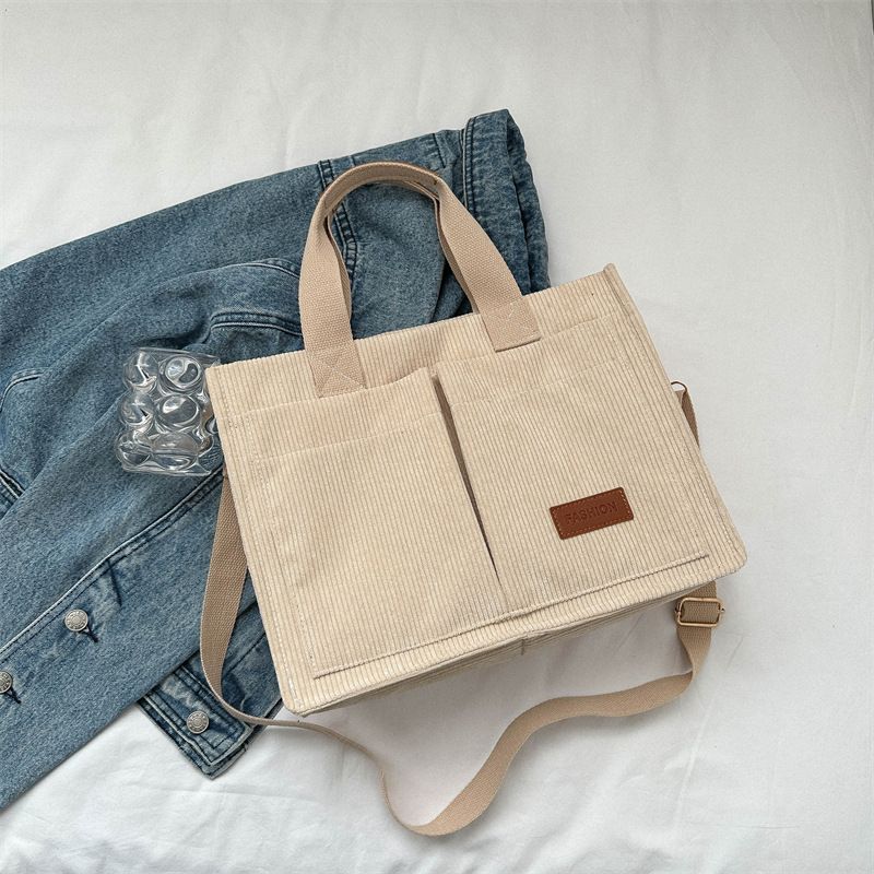 【Buy a bag, Get rings FREE】Large Size Women Handbag Lady Corduroy Shoulder Bag Ladies Handbags Sling Bags Hand Bags For Ladies Casual Soft Gift Big Tote bags big capacity