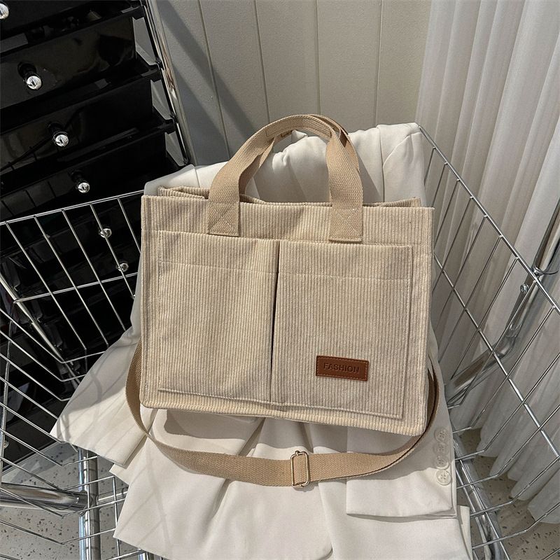 【Buy a bag, Get rings FREE】Large Size Women Handbag Lady Corduroy Shoulder Bag Ladies Handbags Sling Bags Hand Bags For Ladies Casual Soft Gift Big Tote bags big capacity