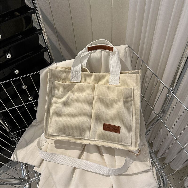 【Buy a bag, Get rings FREE】Large Size Women Handbag Lady Corduroy Shoulder Bag Ladies Handbags Sling Bags Hand Bags For Ladies Casual Soft Gift Big Tote bags big capacity