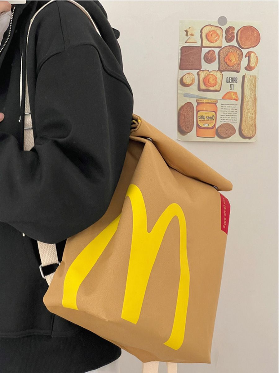 Large Size New Arrival Ins Popular McDonald's large capacity backpack, casual backpack, hamburger paper bag, student bag Classroom bag Travelling bag Fitness bag Yoga bag