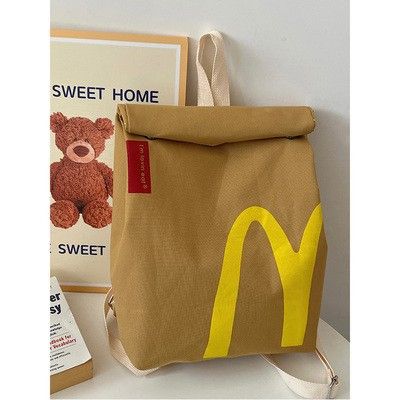 Large Size New Arrival Ins Popular McDonald's large capacity backpack, casual backpack, hamburger paper bag, student bag Classroom bag Travelling bag Fitness bag Yoga bag