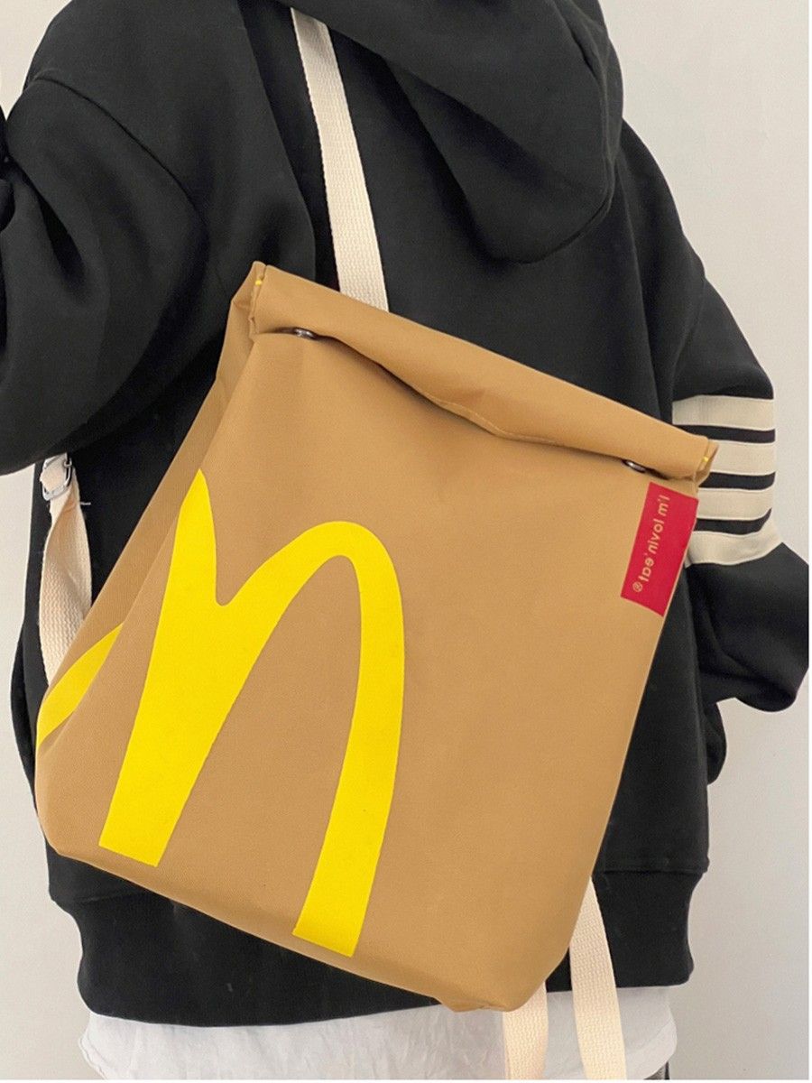 Large Size New Arrival Ins Popular McDonald's large capacity backpack, casual backpack, hamburger paper bag, student bag Classroom bag Travelling bag Fitness bag Yoga bag