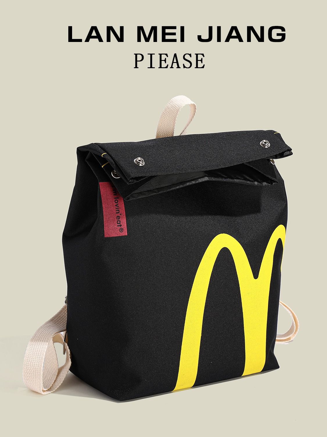 Large Size New Arrival Ins Popular McDonald's large capacity backpack, casual backpack, hamburger paper bag, student bag Classroom bag Travelling bag Fitness bag Yoga bag
