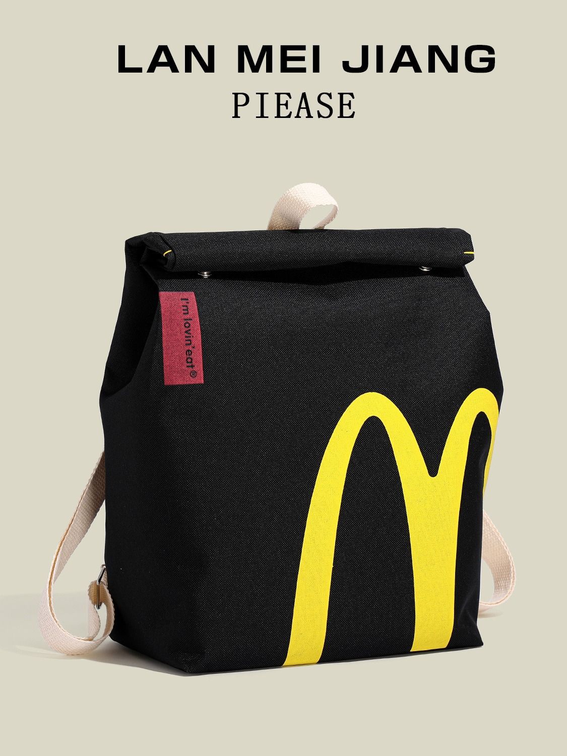 Large Size New Arrival Ins Popular McDonald's large capacity backpack, casual backpack, hamburger paper bag, student bag Classroom bag Travelling bag Fitness bag Yoga bag