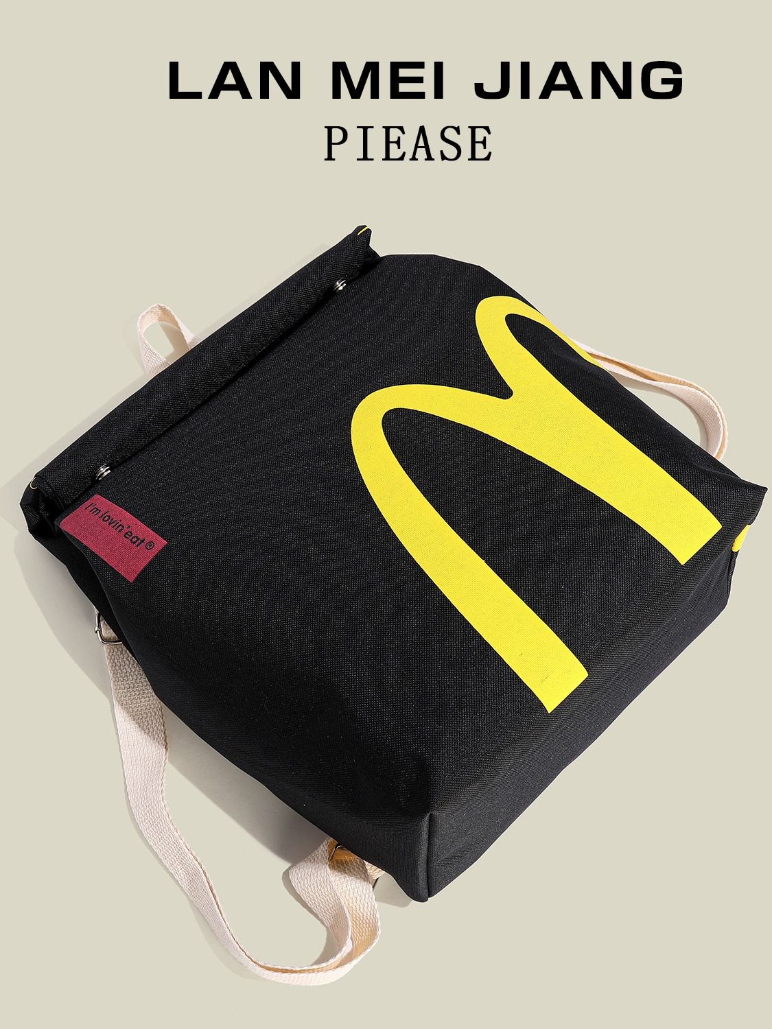 Large Size New Arrival Ins Popular McDonald's large capacity backpack, casual backpack, hamburger paper bag, student bag Classroom bag Travelling bag Fitness bag Yoga bag