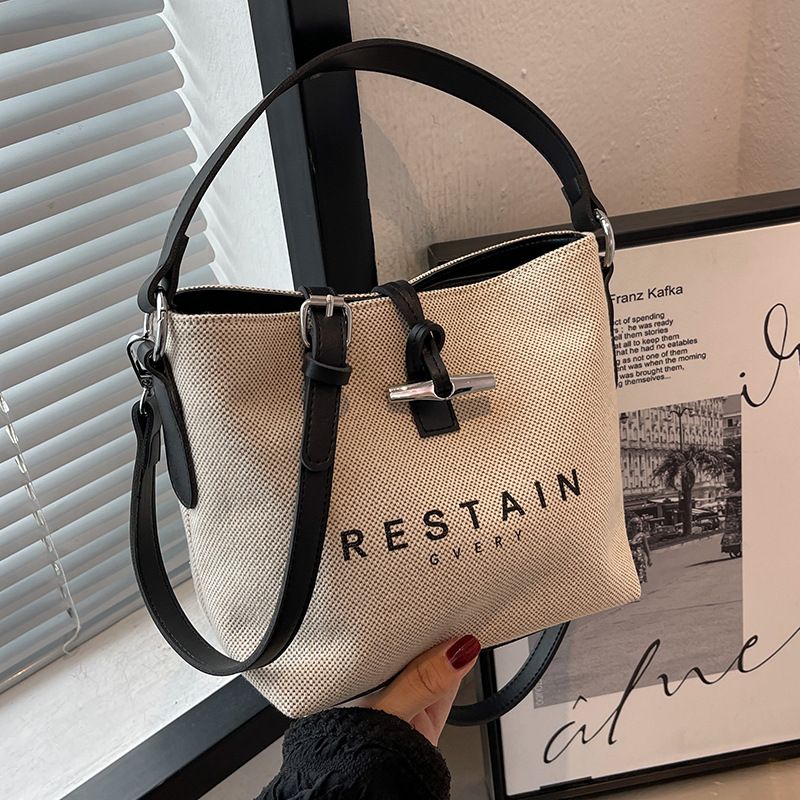 Advanced Texture Handbag Women Bag New Popular Canvas Crossbody Bag Niche Design Tote Bag White Gifts Sales(not advertised pics in the end)