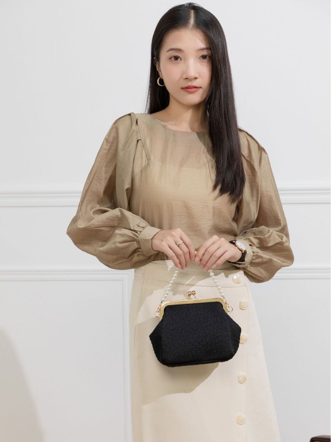 Pearl Bag New Handheld Shell Bag New Chinese Style Bag Beaded Fashion Cross Shoulder Women's Bag