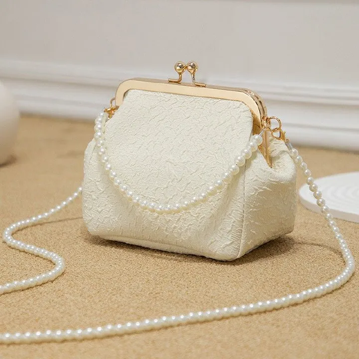 Pearl Bag New Handheld Shell Bag New Chinese Style Bag Beaded Fashion Cross Shoulder Women's Bag