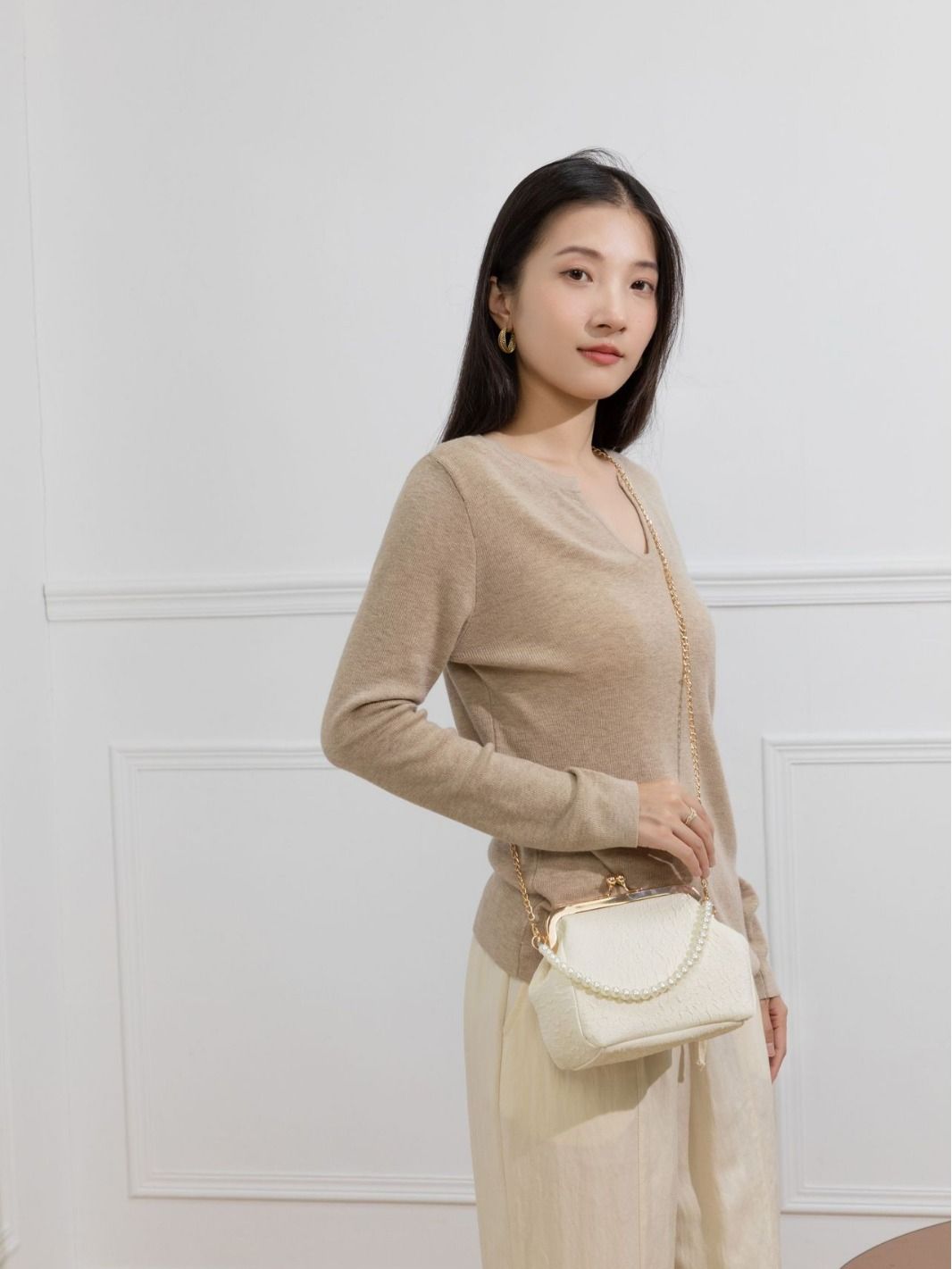 Pearl Bag New Handheld Shell Bag New Chinese Style Bag Beaded Fashion Cross Shoulder Women's Bag