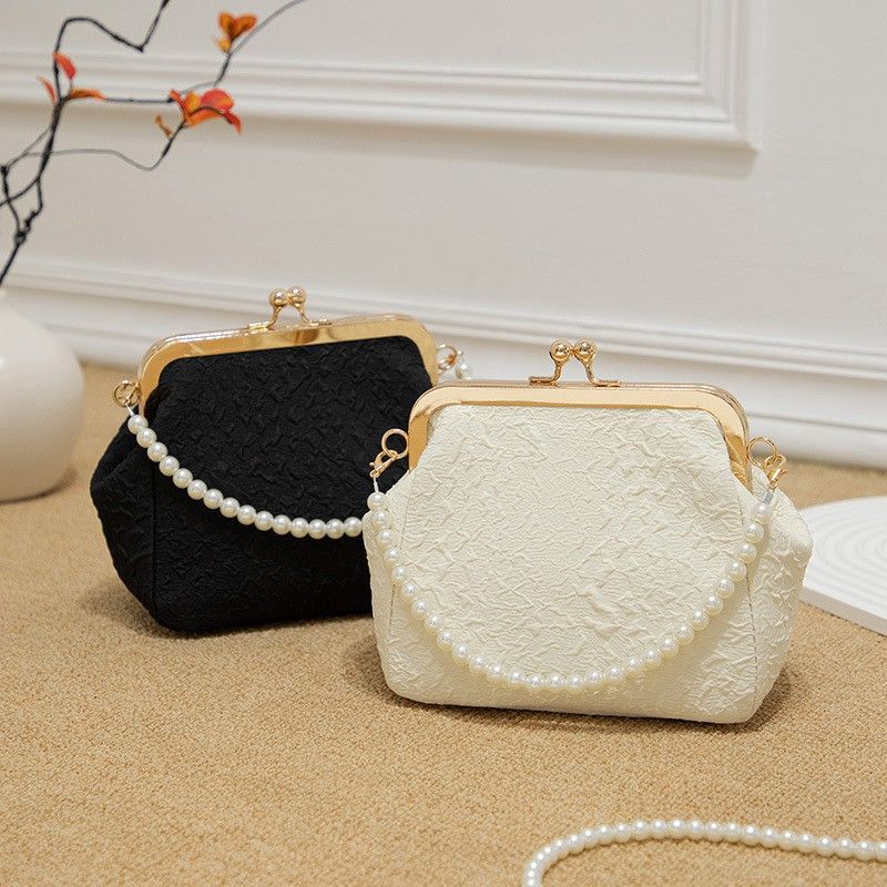 Pearl Bag New Handheld Shell Bag New Chinese Style Bag Beaded Fashion Cross Shoulder Women's Bag