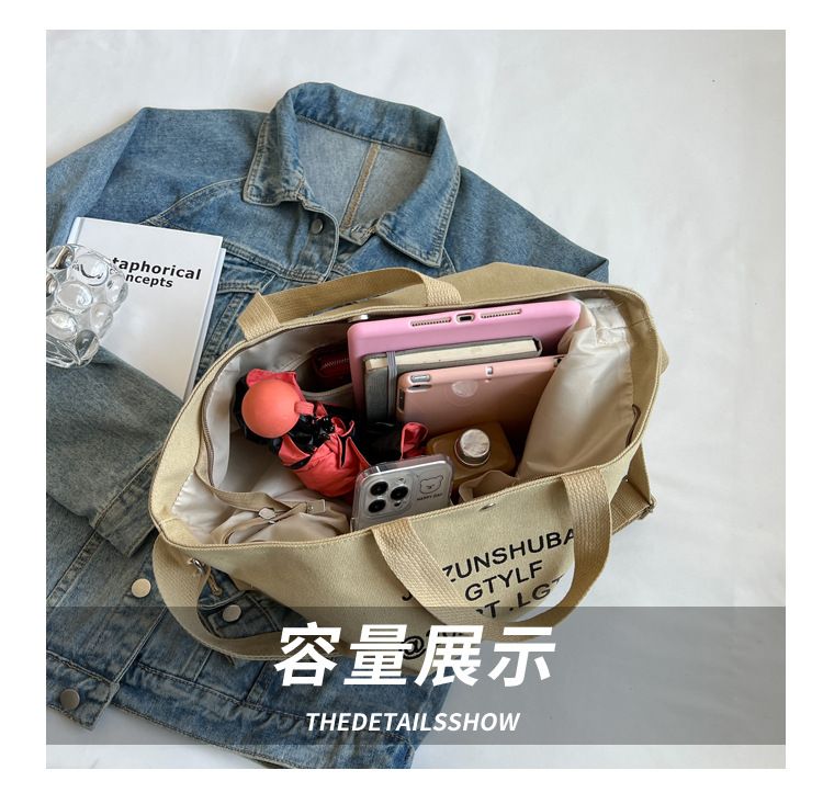 Casual shoulder crossbody bag for women commuting, large capacity student handbag, simple and lazy style, women's canvas tote bag
