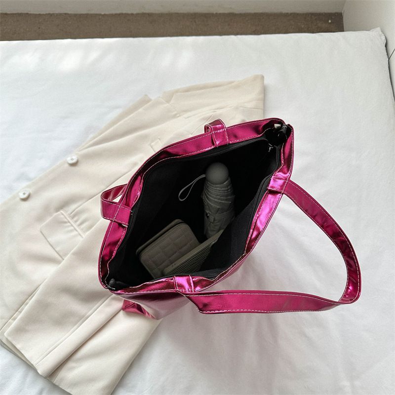 Laser bag, candy colored bag, women's handbag, college student's class, commuting tote bag, fashionable shopping bag, large capacity