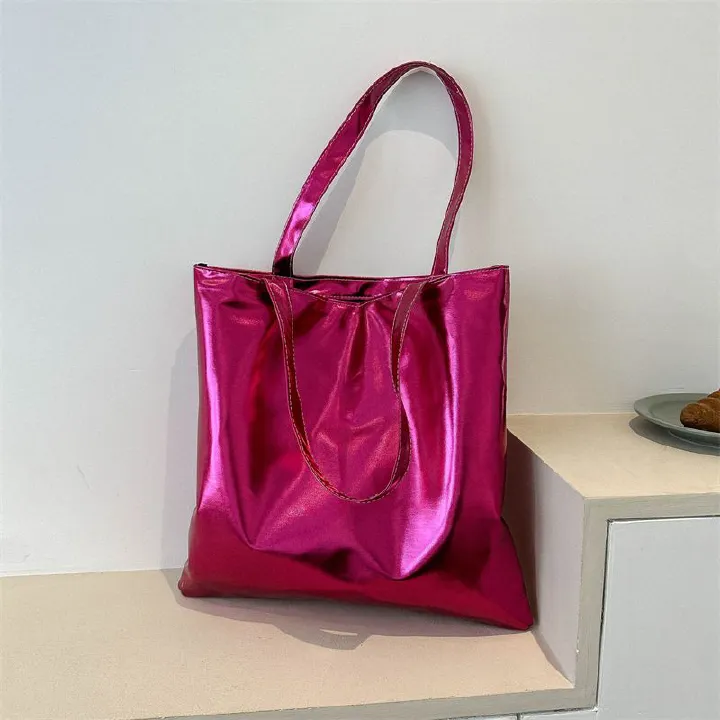 Laser bag, candy colored bag, women's handbag, college student's class, commuting tote bag, fashionable shopping bag, large capacity