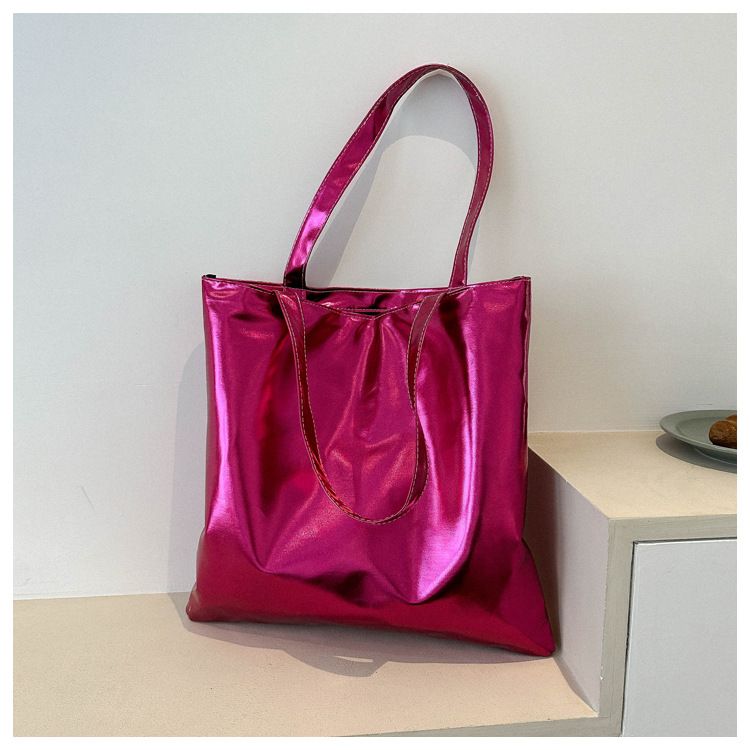Laser bag, candy colored bag, women's handbag, college student's class, commuting tote bag, fashionable shopping bag, large capacity