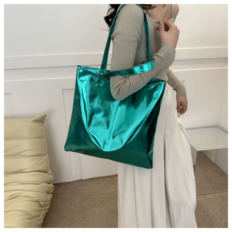 Laser bag, candy colored bag, women's handbag, college student's class, commuting tote bag, fashionable shopping bag, large capacity