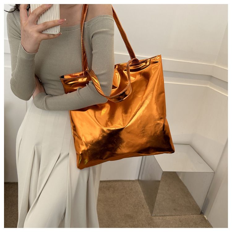 Laser bag, candy colored bag, women's handbag, college student's class, commuting tote bag, fashionable shopping bag, large capacity