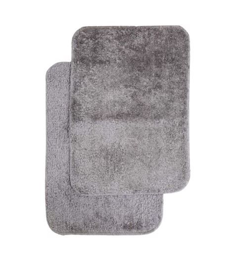 Set of 2 Anti-Skid Shaggy Mat/Rugs Bathroom/Door mat, indoor/outdoor grey