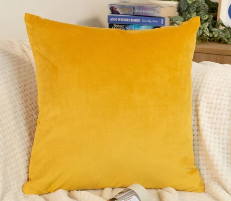 Decorative Cushion Cover/case, Lemon Yellow Velvet Pillow Cover 18x18Inches, 45x45cm
