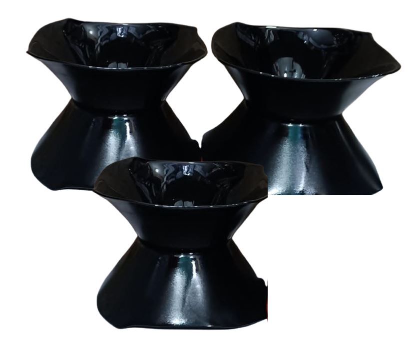 Sundabest 6 PCS Black Glossy Ceramic Bowl -Black