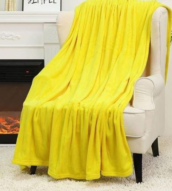 1  Pc Soft woven yellow  Fleece Throw Blanket