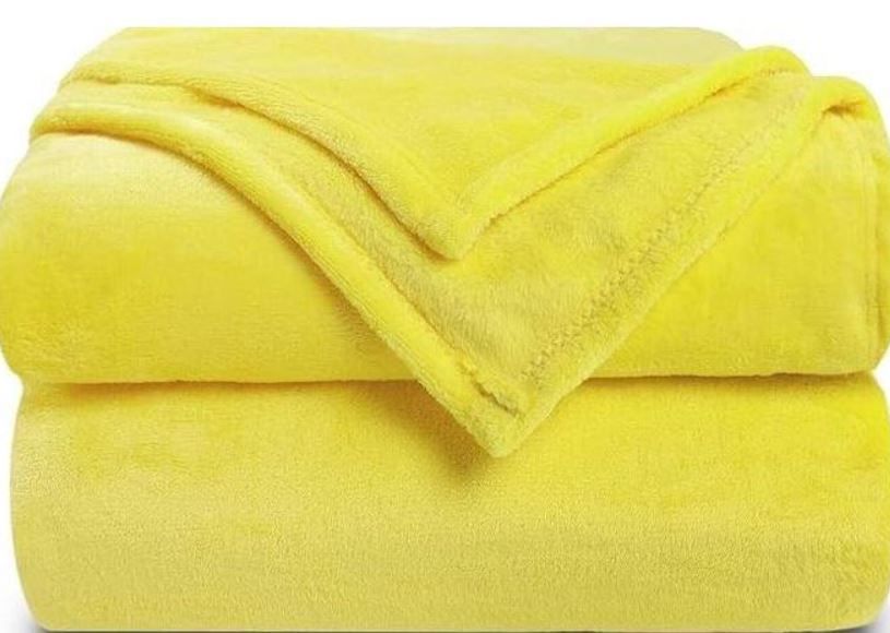 1  Pc Soft woven yellow  Fleece Throw Blanket