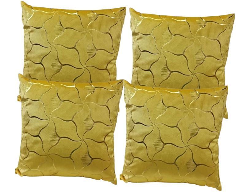 Pack of 4 Modern Shining & Yellow Abstract Geometric pattern Cushion Covers Shells for Couch Bed Sofa Farmhouse Decoration 18 X 18 Inches