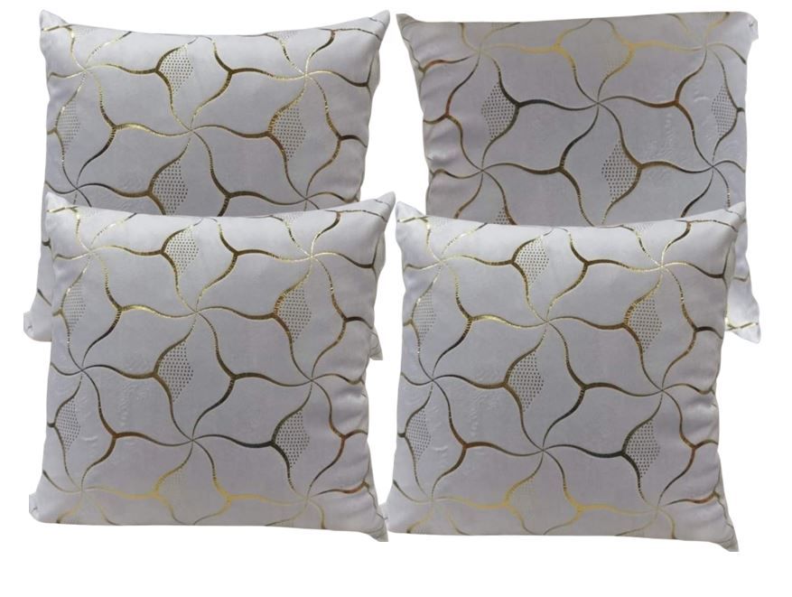 Pack of 4 Modern Shining & Yellow Abstract Geometric pattern Cushion Covers Shells for Couch Bed Sofa Farmhouse Decoration 18 X 18 Inches