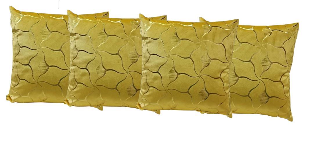 Pack of 4 Modern Shining & Yellow Abstract Geometric pattern Cushion Covers Shells for Couch Bed Sofa Farmhouse Decoration 18 X 18 Inches