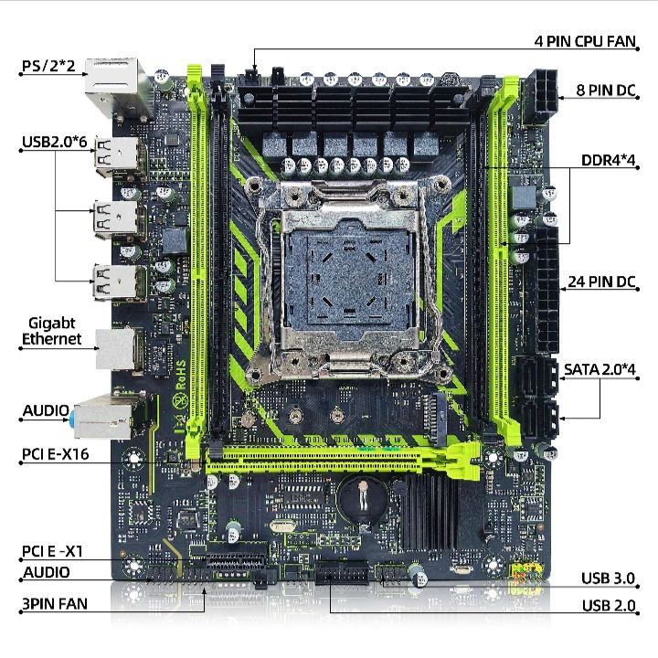 X99-8D4 ZSUS Motherboard Set Kit With Intel LGA2011-3 Xeon E5 2650 V4 CPU DDR4 16GB (1*16GB) 2133MHZ RAM Memory NVME M.2 SATA