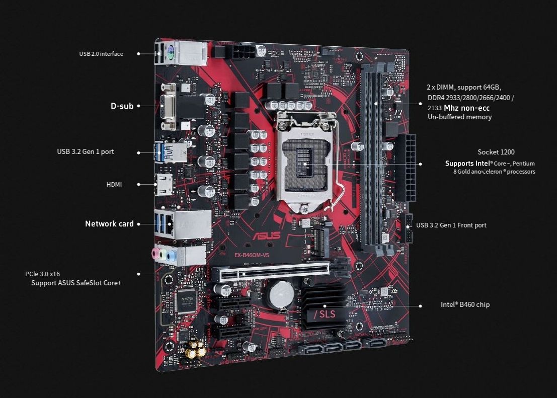 B460M V5 DDR4 GAMING PLUS BASALT B460 LGA 1200 I5 10600 I7 10700 I9 10900 A-sus B460 Motherboard