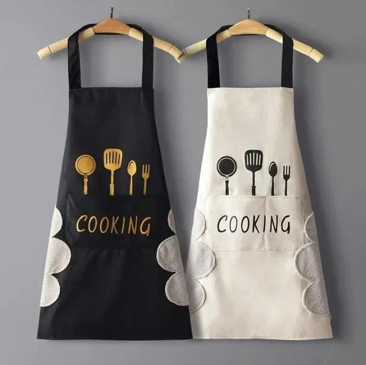 Kitchen Apron with Hand Wipe Pocket Big Pocket Hand-wiping Waterproof for Cooking Baking