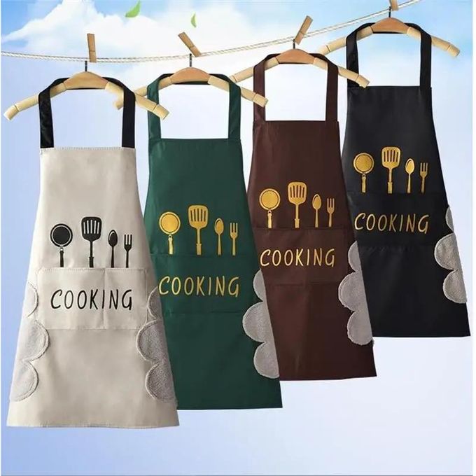 Kitchen Apron with Hand Wipe Pocket Big Pocket Hand-wiping Waterproof for Cooking Baking