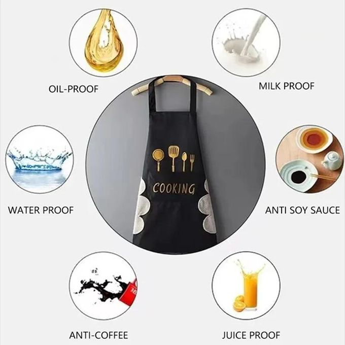 Kitchen Apron with Hand Wipe Pocket Big Pocket Hand-wiping Waterproof for Cooking Baking