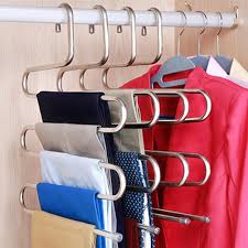 Space Saving - Non Slip Stainless Steel Multifunctional Pants Rack, Clothes Closet Storage Organizer for Pants Jeans Trousers Scarf Hanger